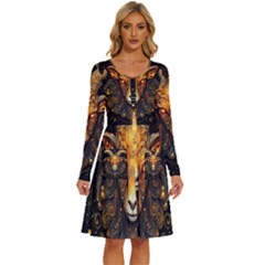 Aries Star Sign Long Sleeve Dress With Pocket by Bangk1t