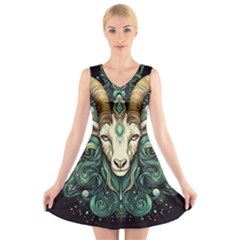 Capricorn Star Sign V-neck Sleeveless Dress by Bangk1t