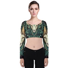 Capricorn Star Sign Velvet Long Sleeve Crop Top by Bangk1t