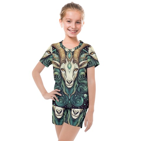 Capricorn Star Sign Kids  Mesh Tee And Shorts Set by Bangk1t