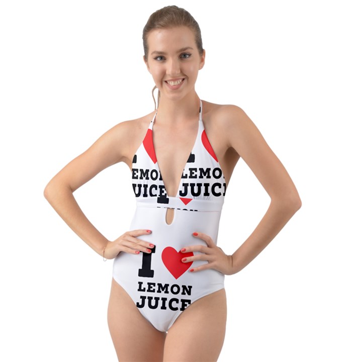 I love lemon juice Halter Cut-Out One Piece Swimsuit