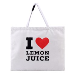 I Love Lemon Juice Zipper Large Tote Bag by ilovewhateva