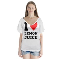 I Love Lemon Juice V-neck Flutter Sleeve Top by ilovewhateva