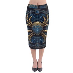 Cancer Star Sign Astrology Midi Pencil Skirt by Bangk1t