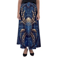 Cancer Star Sign Astrology Flared Maxi Skirt by Bangk1t