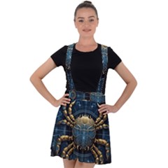 Cancer Star Sign Astrology Velvet Suspender Skater Skirt by Bangk1t