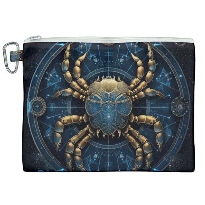 Cancer Star Sign Astrology Canvas Cosmetic Bag (XXL)