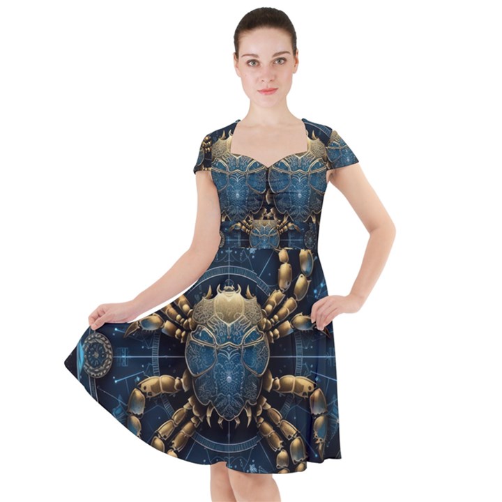 Cancer Star Sign Astrology Cap Sleeve Midi Dress