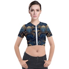 Cancer Star Sign Astrology Short Sleeve Cropped Jacket by Bangk1t