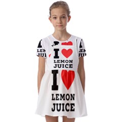 I Love Lemon Juice Kids  Short Sleeve Pinafore Style Dress by ilovewhateva