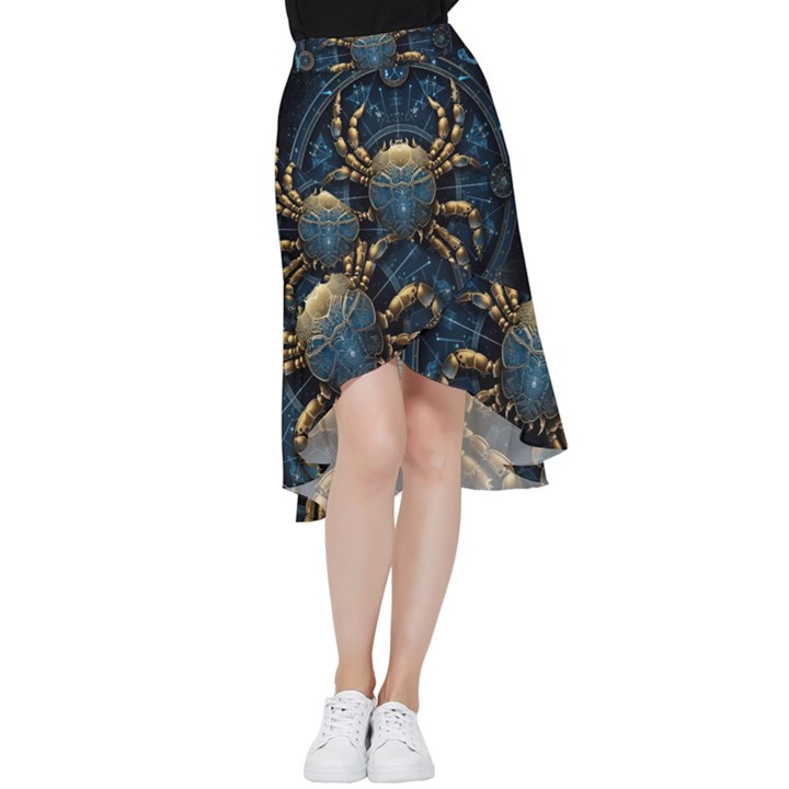 Cancer Star Sign Astrology Frill Hi Low Chiffon Skirt