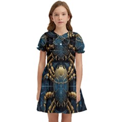 Cancer Star Sign Astrology Kids  Bow Tie Puff Sleeve Dress by Bangk1t