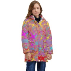 Geometric Abstract Colorful Kids  Hooded Longline Puffer Jacket by Bangk1t