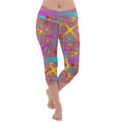 Geometric Abstract Colorful Lightweight Velour Capri Yoga Leggings