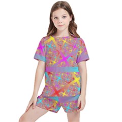 Geometric Abstract Colorful Kids  Tee And Sports Shorts Set by Bangk1t