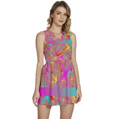 Geometric Abstract Colorful Sleeveless High Waist Mini Dress