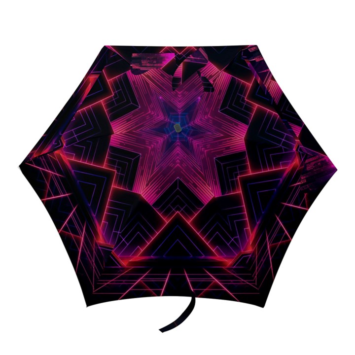 Synthwave City Retrowave Wave Mini Folding Umbrellas