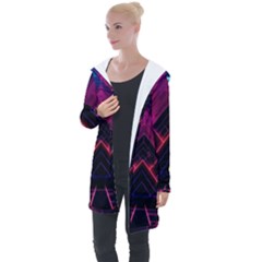 Synthwave City Retrowave Wave Longline Hooded Cardigan by Bangk1t