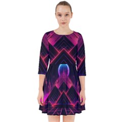 Synthwave City Retrowave Wave Smock Dress by Bangk1t