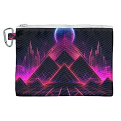 Synthwave City Retrowave Wave Canvas Cosmetic Bag (xl) by Bangk1t