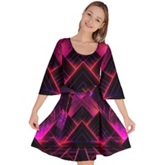 Synthwave City Retrowave Wave Velour Kimono Dress