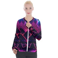 Synthwave City Retrowave Wave Casual Zip Up Jacket by Bangk1t