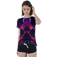 Synthwave City Retrowave Wave Short Sleeve Open Back Tee by Bangk1t