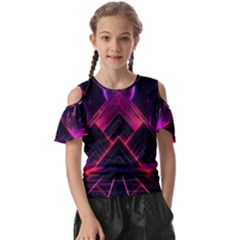 Synthwave City Retrowave Wave Kids  Butterfly Cutout Tee by Bangk1t