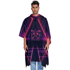 Synthwave City Retrowave Wave Men s Hooded Rain Ponchos