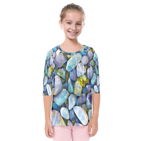 Stones Gems Multi Colored Rocks Kids  Quarter Sleeve Raglan Tee by Bangk1t