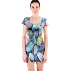 Stones Gems Multi Colored Rocks Short Sleeve Bodycon Dress