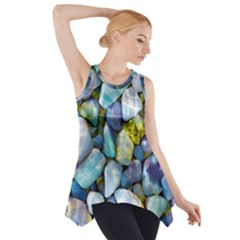 Stones Gems Multi Colored Rocks Side Drop Tank Tunic by Bangk1t