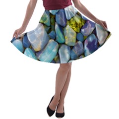 Stones Gems Multi Colored Rocks A-line Skater Skirt