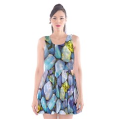 Stones Gems Multi Colored Rocks Scoop Neck Skater Dress by Bangk1t