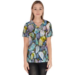 Stones Gems Multi Colored Rocks Women s V-neck Scrub Top by Bangk1t