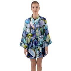 Stones Gems Multi Colored Rocks Long Sleeve Satin Kimono by Bangk1t