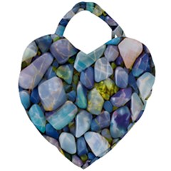 Stones Gems Multi Colored Rocks Giant Heart Shaped Tote by Bangk1t