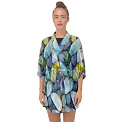 Stones Gems Multi Colored Rocks Half Sleeve Chiffon Kimono by Bangk1t