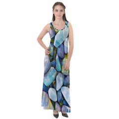 Stones Gems Multi Colored Rocks Sleeveless Velour Maxi Dress by Bangk1t