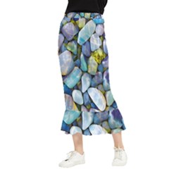 Stones Gems Multi Colored Rocks Maxi Fishtail Chiffon Skirt by Bangk1t