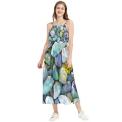 Stones Gems Multi Colored Rocks Boho Sleeveless Summer Dress by Bangk1t