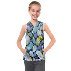 Stones Gems Multi Colored Rocks Kids  Sleeveless Hoodie by Bangk1t