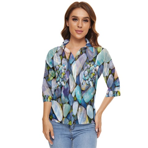 Stones Gems Multi Colored Rocks Women s Quarter Sleeve Pocket Shirt by Bangk1t