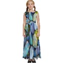 Stones Gems Multi Colored Rocks Kids  Satin Sleeveless Maxi Dress View1