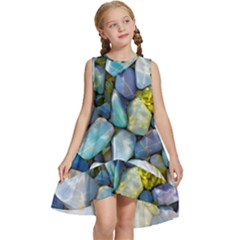 Stones Gems Multi Colored Rocks Kids  Frill Swing Dress by Bangk1t