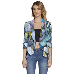 Stones Gems Multi Colored Rocks Women s 3/4 Sleeve Ruffle Edge Open Front Jacket by Bangk1t