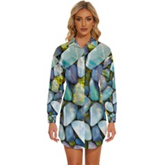 Stones Gems Multi Colored Rocks Womens Long Sleeve Shirt Dress