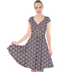 Structure Pattern Texture Hive Cap Sleeve Front Wrap Midi Dress