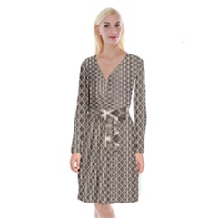 Structure Pattern Texture Hive Long Sleeve Velvet Front Wrap Dress by Bangk1t