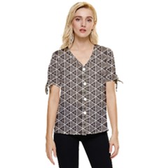 Structure Pattern Texture Hive Bow Sleeve Button Up Top